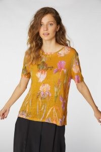 gorman IRIS GOLD LINEN TEE / floral t-shirts