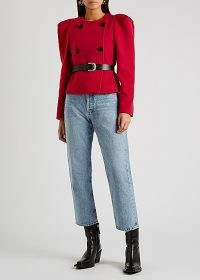 ISABEL MARANT Fileali red double-breasted wool-blend jacket | boxy puff sleeve jackets