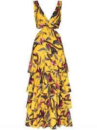 Johanna Ortiz Nature’s Eloquence tiered maxi dress ~ yellow cut out dresses ~ tie back