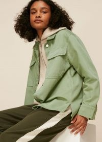 WHISTLES MASIE OVERSHIRT / green organic cotton overshirts