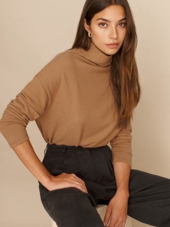 REFORMATION Kira Top ~ brown turtleneck