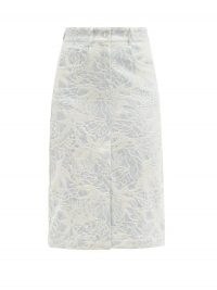 MSGM Leaf-jacquard denim skirt / front vent skirts