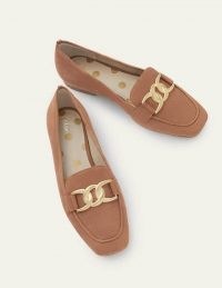 BODEN Martha Loafers / tan suede chain detail flats