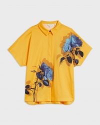 TED BAKER AIDENN Modernity Oversize Short Sleeve Shirt / yellow floral shirts