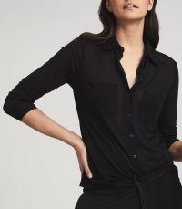 REISS NANCY TWIN POCKET JERSEY SHIRT BLACK / wardrobe essentials