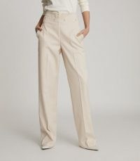 REISS OTIS WIDE LEG TAILORED TROUSERS NEUTRAL ~ casual luxe high waist pants