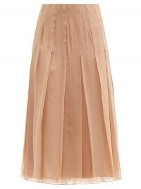 GUCCI Pleated chiffon midi skirt ~ sheer overlay pleat detail skirts