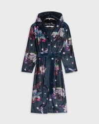 TED BAKER JAMS Pomegranate long robe / floral dressing gown with hood / hooded nightwear robes