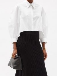 ALEXANDER MCQUEEN Puff-sleeve cropped cotton-poplin shirt | contemporary cropped shirts | volume