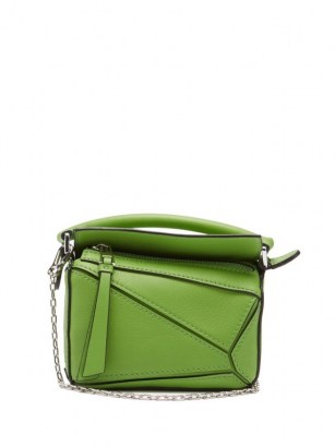 LOEWE Puzzle nano leather cross-body bag in green ~ small top handle bags