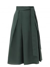 WEEKEND MAX MARA Sacha skirt ~ dark-green flared hem midi skirts