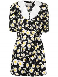 Saint Laurent petal collar daisy sablé mini dress – floral print dresses – daisies