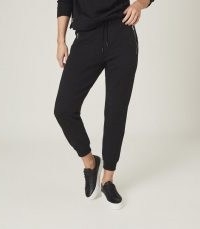 REISS SALMA LOUNGEWEAR JOGGERS WITH ZIP DETAIL BLACK / lounge pants