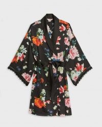 TED BAKER DOWLIE Sandlewood scallop trim sleeve kimono / floral nightwear robes