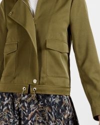 TED BAKER FARICA Satin utility jacket in Olive ~ green short length utility jackets