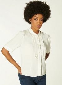 L.K. BENNETT SHRIMPTON CREAM CREPE BLOUSE / pleated short sleeve blouses / everyday luxe / wardrobe essentials