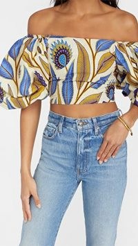 SIKA Reese Top / cropped bardot tops / short balloon sleeves / off the shoulder