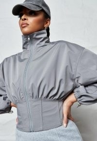 Missguided silver corset waist technical jacket | on-trend jackets