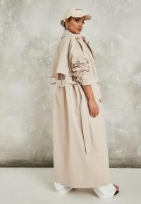 Missguided stone belted maxi trench | long coats