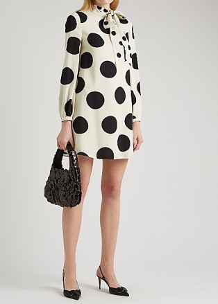 VALENTINO Polka-dot silk mini dress | retro dresses | monochrome | vintage style fashion