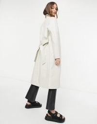 Vero Moda croc leather look trench in cream ~ self tie coats