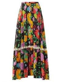 GUCCI X Ken Scott floral-print crepe maxi skirt / 70s flower printed skirts