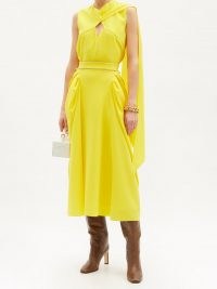 ROKSANDA Sazan gathered-panel crepe midi skirt ~ yellow occasion skirts