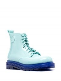 Viktor & Rolf Coturno Couture boots ~ two tone blue PVC combat boot