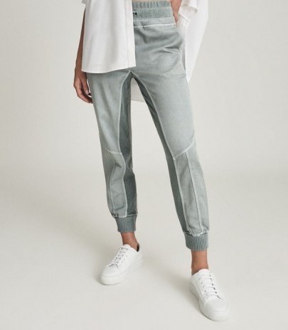 REISS ADRIANNA PANELED LOUNGEWEAR JOGGERS / mint green sport luxe jogging bottoms