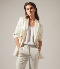 REISS AUSTEN WOOL BLEND DOUBLE BREASTED BLAZER WHITE ~ women’s spring and summer blazers