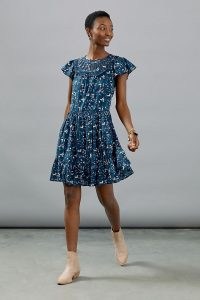 Othilia Dessa Ruffled Mini Dress Blue Motif