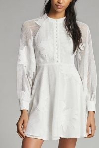 Mare Mare x Anthropologie Sabine Embroidered Mini Dress / white long sleeve floral mini dresses