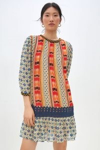 Verb by Pallavi Singhee Isa Embroidered Tunic Dress / mixed print dresses