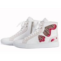 THE BOOT INSTITUTE Barcelona Butterfly Sneakers White Leather / embroidered hi top trainers