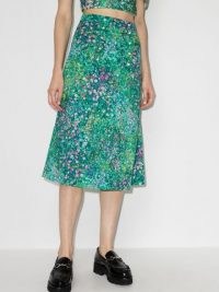 Batsheva floral-print midi skirt / green A-line skirts