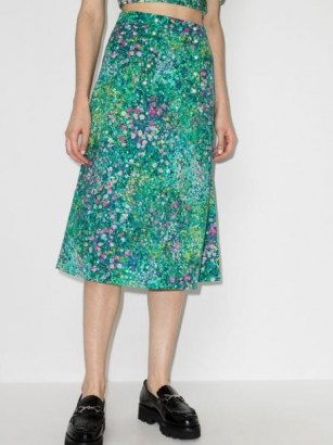 Batsheva floral-print midi skirt / green A-line skirts