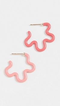 Bea Bongiasca Two Tone Asymmetrical Flower Earrings / pink enamel floral jewellery