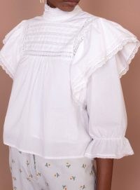 Meadows BELLFLOWER TOP WHITE ~ lace trim ruffled tops