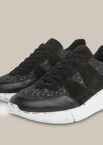 WHISTLES DORSET RUNNER / sustainable black chunky sole trainers