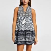 RIVER ISLAND Black mixed print mini beach dress / dresses for summer / beachwear