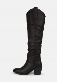 MISSGUIDED black western block heel knee high boots