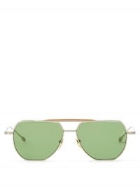 JACQUES MARIE MAGE Brion aviator titanium sunglasses ~ gold rim eyewear ~ green tinted lenses