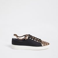 RIVER ISLAND Brown RI leopard print plimsoles