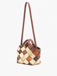 LOEWE Woven upcycled-leather handbag – tonal brown handbags – luxury shoulder bags