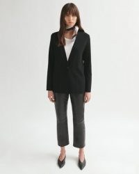 JIGSAW CLEAN KNIT POCKET JACKET ~ black minimal single button jackets