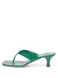 PARIS TEXAS Green crocodile-effect leather sandals