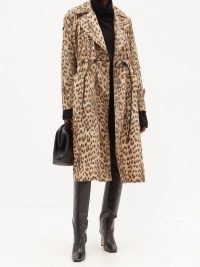 VICTORIA BECKHAM Drawstring-waist leopard-print shell coat ~ glamorous water-resistant coats