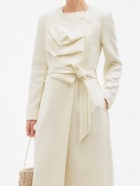 ROLAND MOURET Edintore pleated wool-crepe coat ~ chic white coats