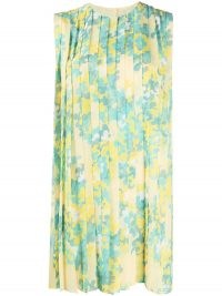 Emilio Pucci Ortensie-print pleated georgette dress / vintage style dresses