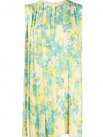 Emilio Pucci Ortensie-print pleated georgette dress / vintage style dresses